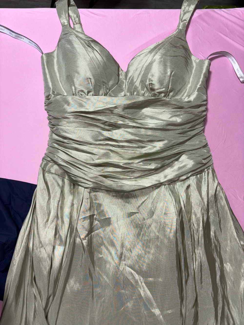 Bill Levkoff Shimmery Light Gold Formal Dress